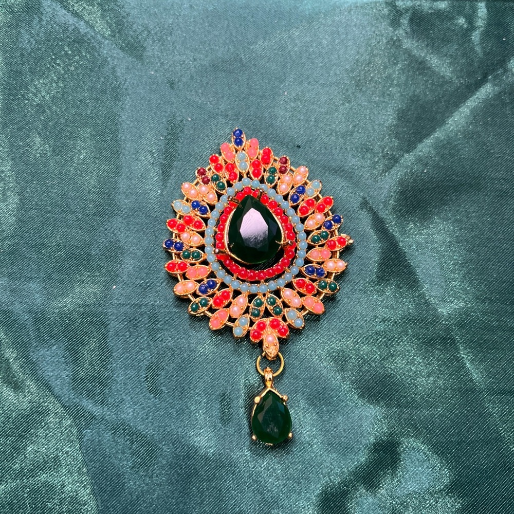Multicolor Jeweled Brooch Pin - Picture 2 of 3